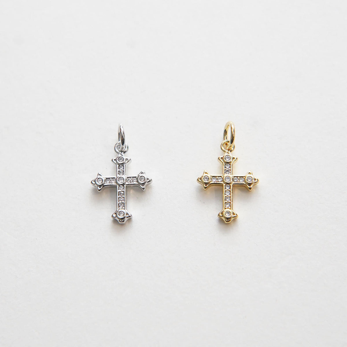 Gold Cross Charms,18K Gold Filled Cross Pendant,CZ Micro Pave Protect Religious Charm Bracelet Necklace for DIY Jewelry Makin