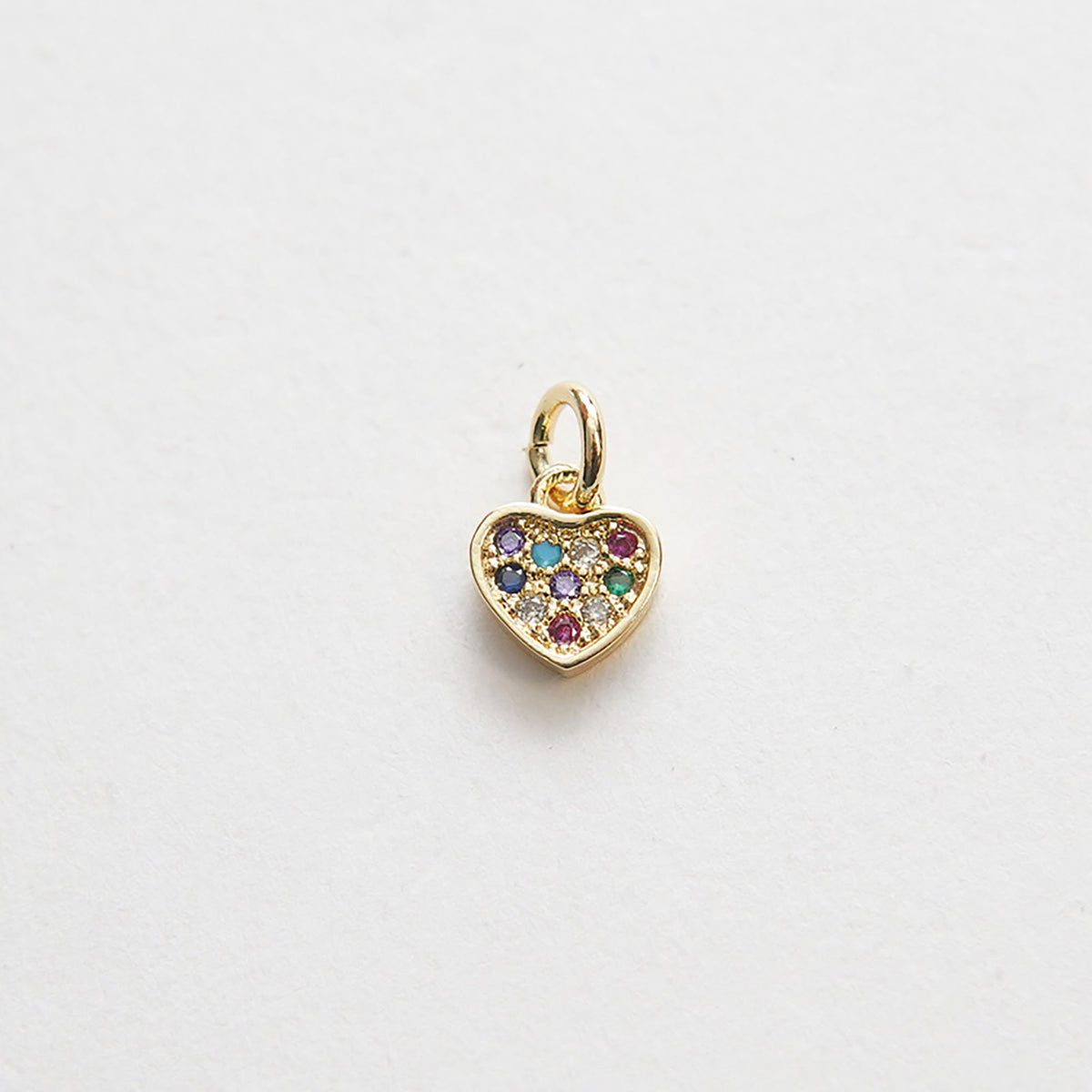 Gold Tiny Heart Charms,18K Gold Filled Heart Pendant,CZ Micro Pave Heart Charm Bracelet Necklace for DIY Jewelry Making Suppl
