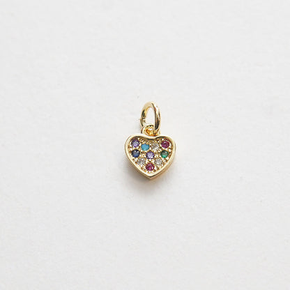 Gold Tiny Heart Charms,18K Gold Filled Heart Pendant,CZ Micro Pave Heart Charm Bracelet Necklace for DIY Jewelry Making Suppl