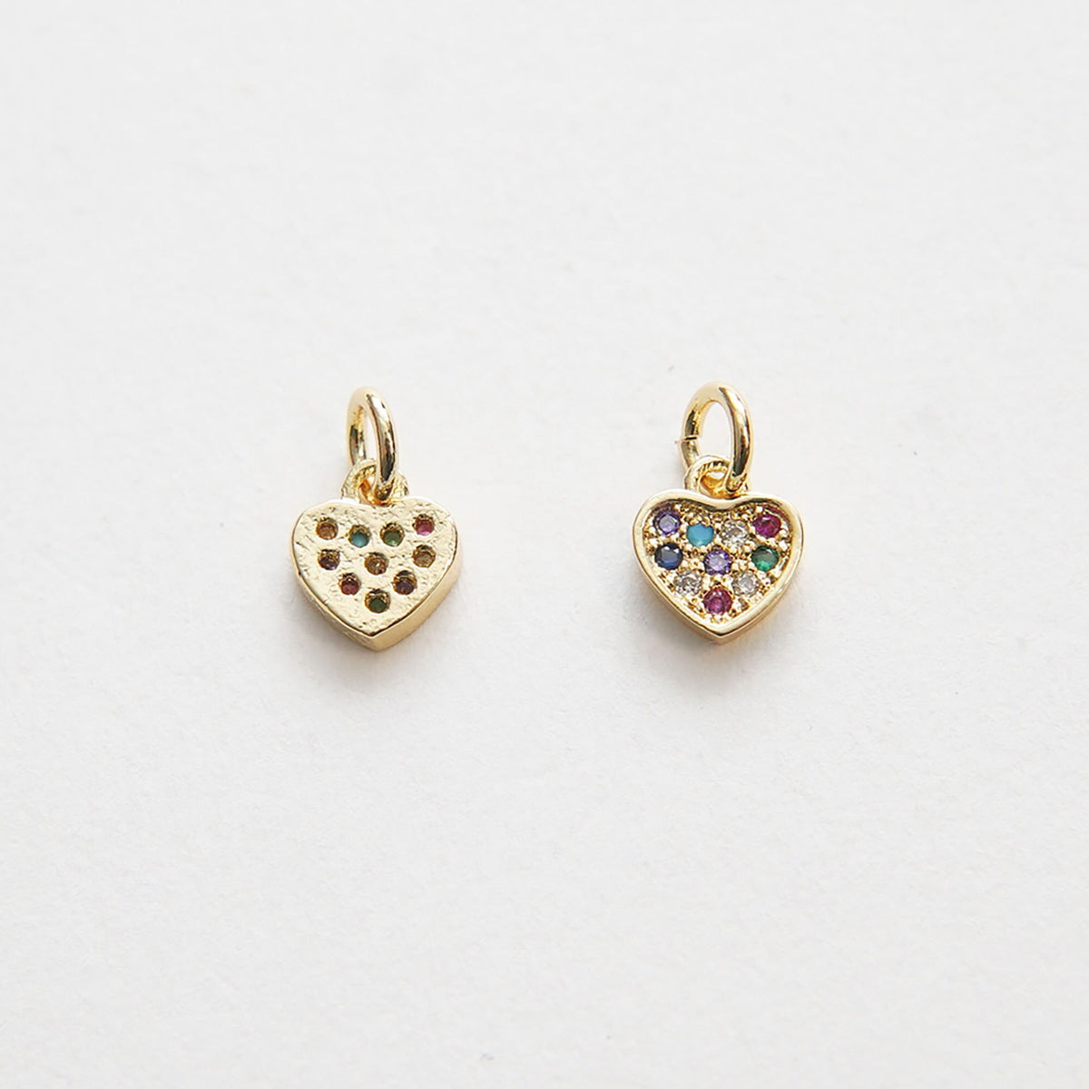 Gold Tiny Heart Charms,18K Gold Filled Heart Pendant,CZ Micro Pave Heart Charm Bracelet Necklace for DIY Jewelry Making Suppl