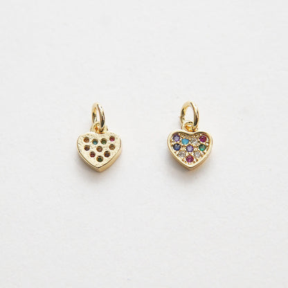 Gold Tiny Heart Charms,18K Gold Filled Heart Pendant,CZ Micro Pave Heart Charm Bracelet Necklace for DIY Jewelry Making Suppl