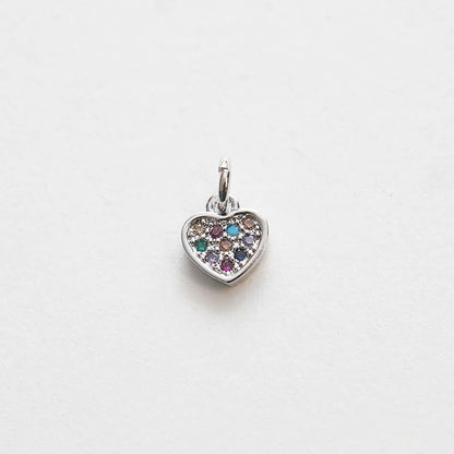 Gold Tiny Heart Charms,18K Gold Filled Heart Pendant,CZ Micro Pave Heart Charm Bracelet Necklace for DIY Jewelry Making Suppl