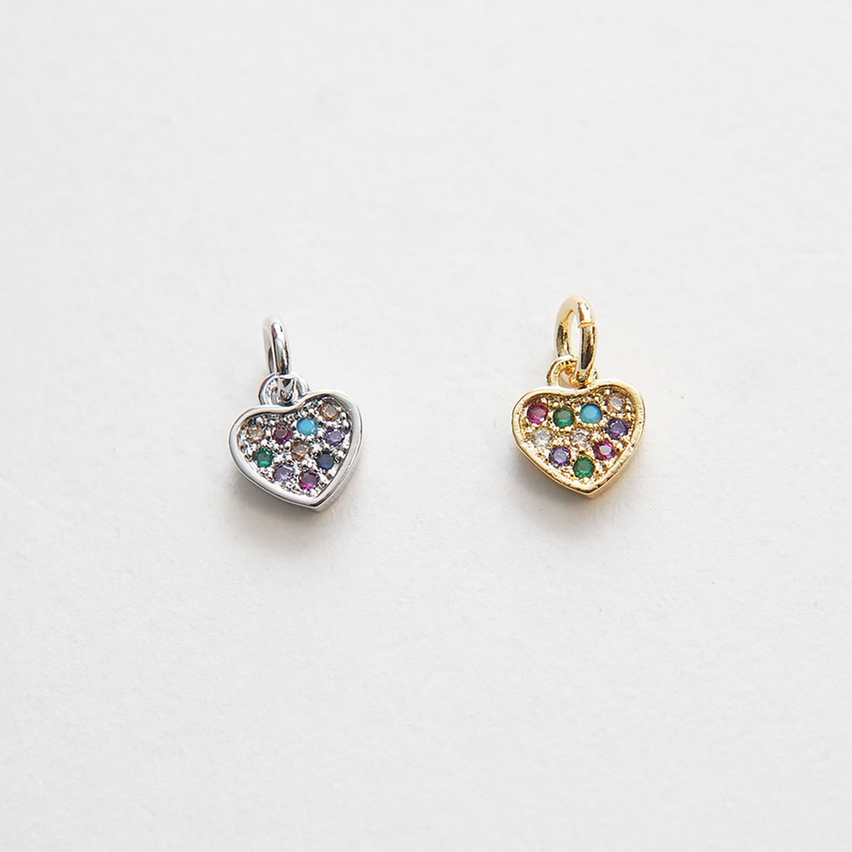 Gold Tiny Heart Charms,18K Gold Filled Heart Pendant,CZ Micro Pave Heart Charm Bracelet Necklace for DIY Jewelry Making Suppl