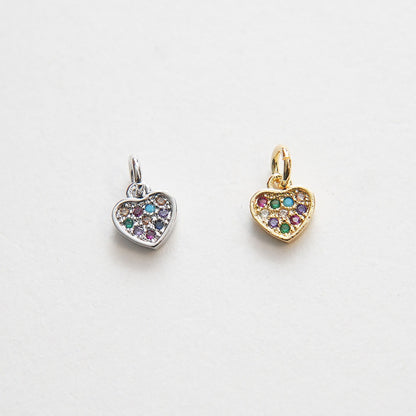 Gold Tiny Heart Charms,18K Gold Filled Heart Pendant,CZ Micro Pave Heart Charm Bracelet Necklace for DIY Jewelry Making Suppl