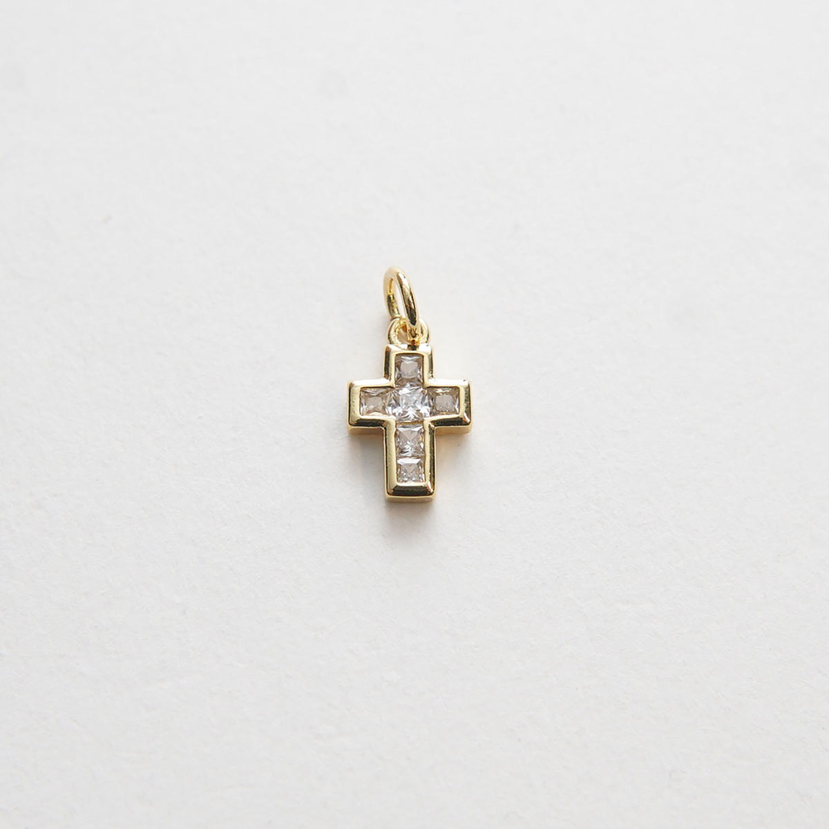 18K Gold Filled Cubic Zirconia Cross Charm Pendant for Jewelry Making