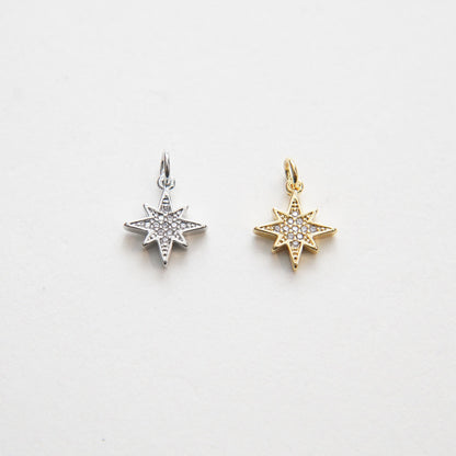 18K Gold Filled North Star Charm Pendant for Jewelry Making
