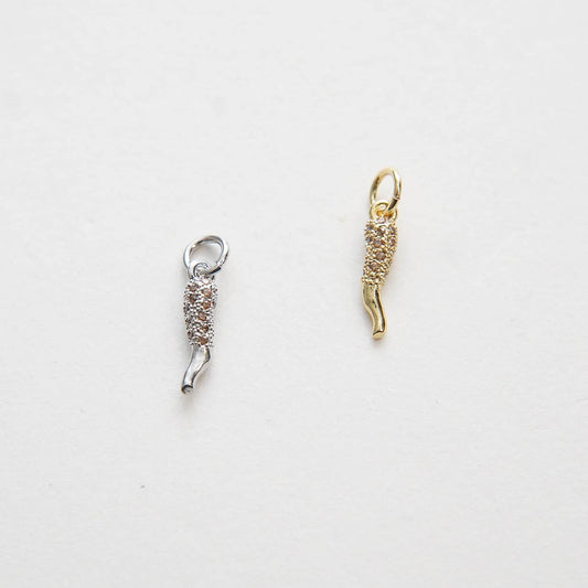 Gold Horns Charms,18K Gold Filled Horns Pendant,CZ Micro Pave Horns Charm Bracelet Necklace for DIY Jewelry Making Supply