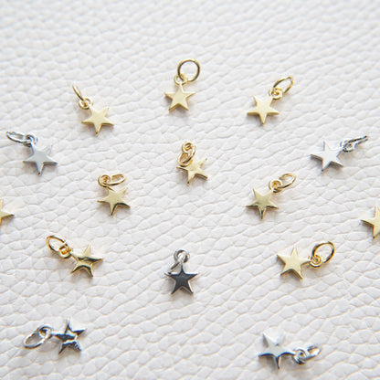 Gold Star Charms,18K Gold Filled Star Pendant,Silver Star Charm Bracelet Necklace for DIY Jewelry Making Supply