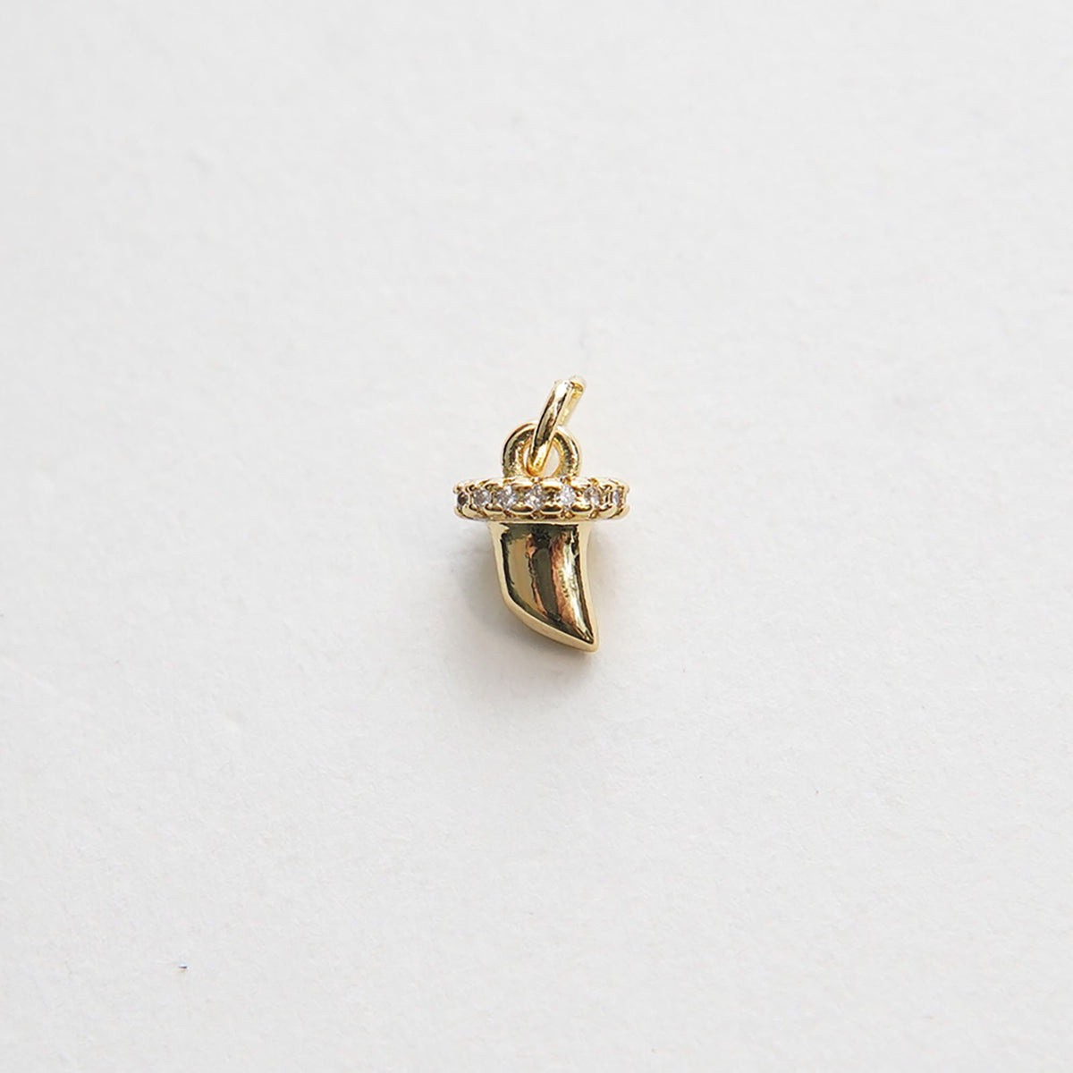 Gold Horns Charms,18K Gold Filled Horns Pendant,CZ Micro Pave Horns Charm Bracelet Necklace for DIY Jewelry Making Supply
