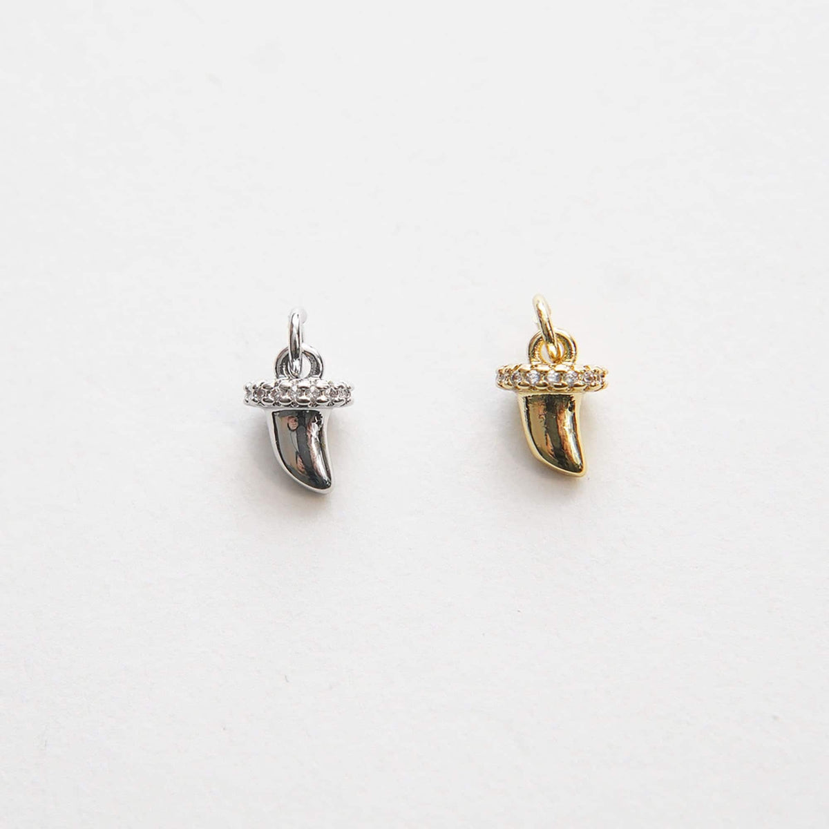 Gold Horns Charms,18K Gold Filled Horns Pendant,CZ Micro Pave Horns Charm Bracelet Necklace for DIY Jewelry Making Supply