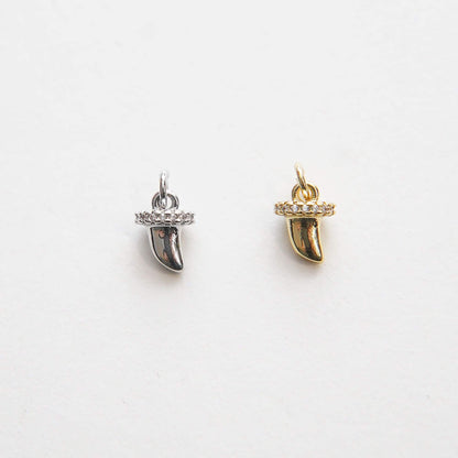 Gold Horns Charms,18K Gold Filled Horns Pendant,CZ Micro Pave Horns Charm Bracelet Necklace for DIY Jewelry Making Supply