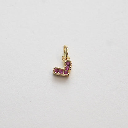 Gold Tiny Red Heart Charms,18K Gold Filled Heart Pendant,CZ Micro Pave Heart Charm Bracelet Necklace for DIY Jewelry Making S