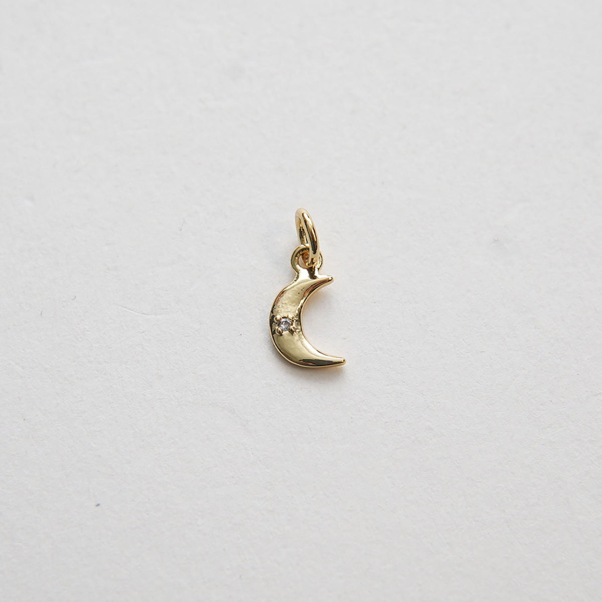 Gold Moon Charms,18K Gold Filled Moon Pendant,CZ Micro Pave Celestial Charm Bracelet Necklace for DIY Jewelry Making Supply