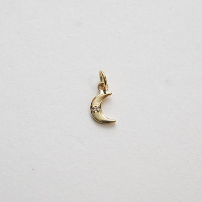 Gold Moon Charms,18K Gold Filled Moon Pendant,CZ Micro Pave Celestial Charm Bracelet Necklace for DIY Jewelry Making Supply
