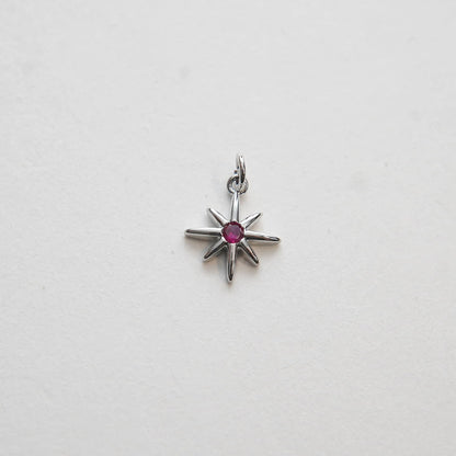 Gold Star Charms,18K Gold Filled Starburst Pendant,CZ North Star Charm Bracelet Necklace for DIY Jewelry Making Supply
