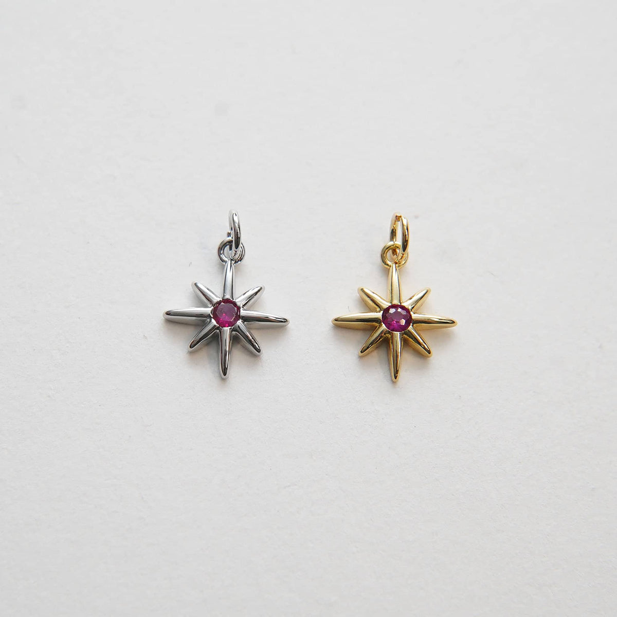 Gold Star Charms,18K Gold Filled Starburst Pendant,CZ North Star Charm Bracelet Necklace for DIY Jewelry Making Supply