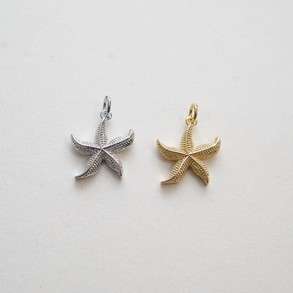 Gold Starfish Charms,18K Gold Filled Sea star Pendant,Starfish Charm Bracelet Necklace for DIY Jewelry Making Supply