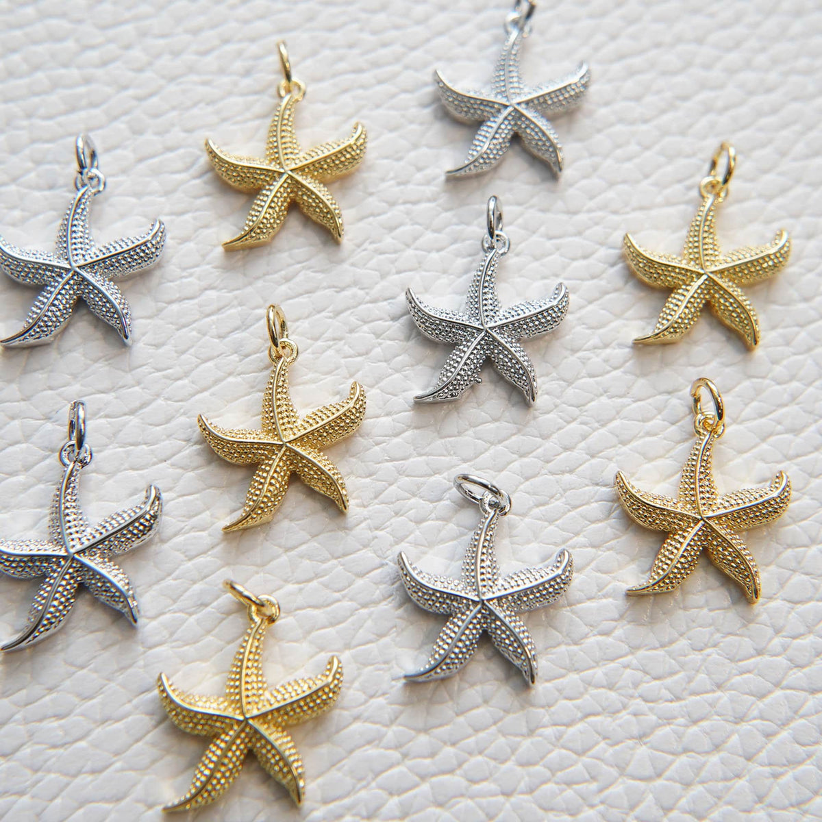 Gold Starfish Charms,18K Gold Filled Sea star Pendant,Starfish Charm Bracelet Necklace for DIY Jewelry Making Supply