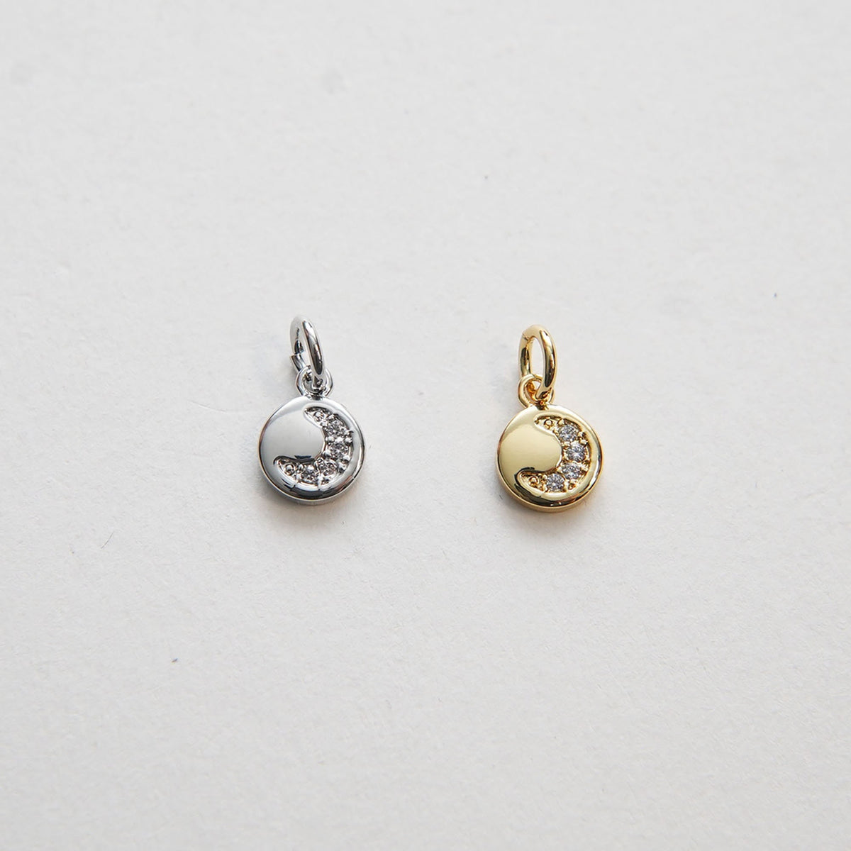 18K Gold Filled Moon CZ Charm Pendant for Jewelry Making