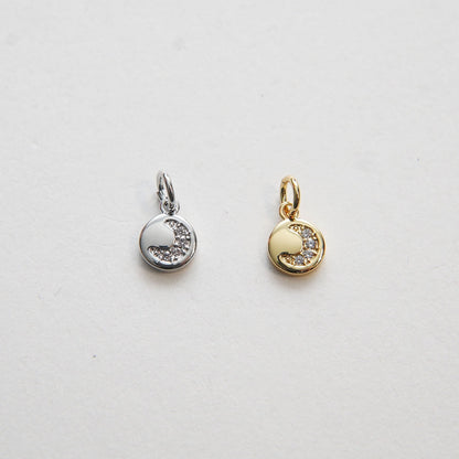 18K Gold Filled Moon CZ Charm Pendant for Jewelry Making