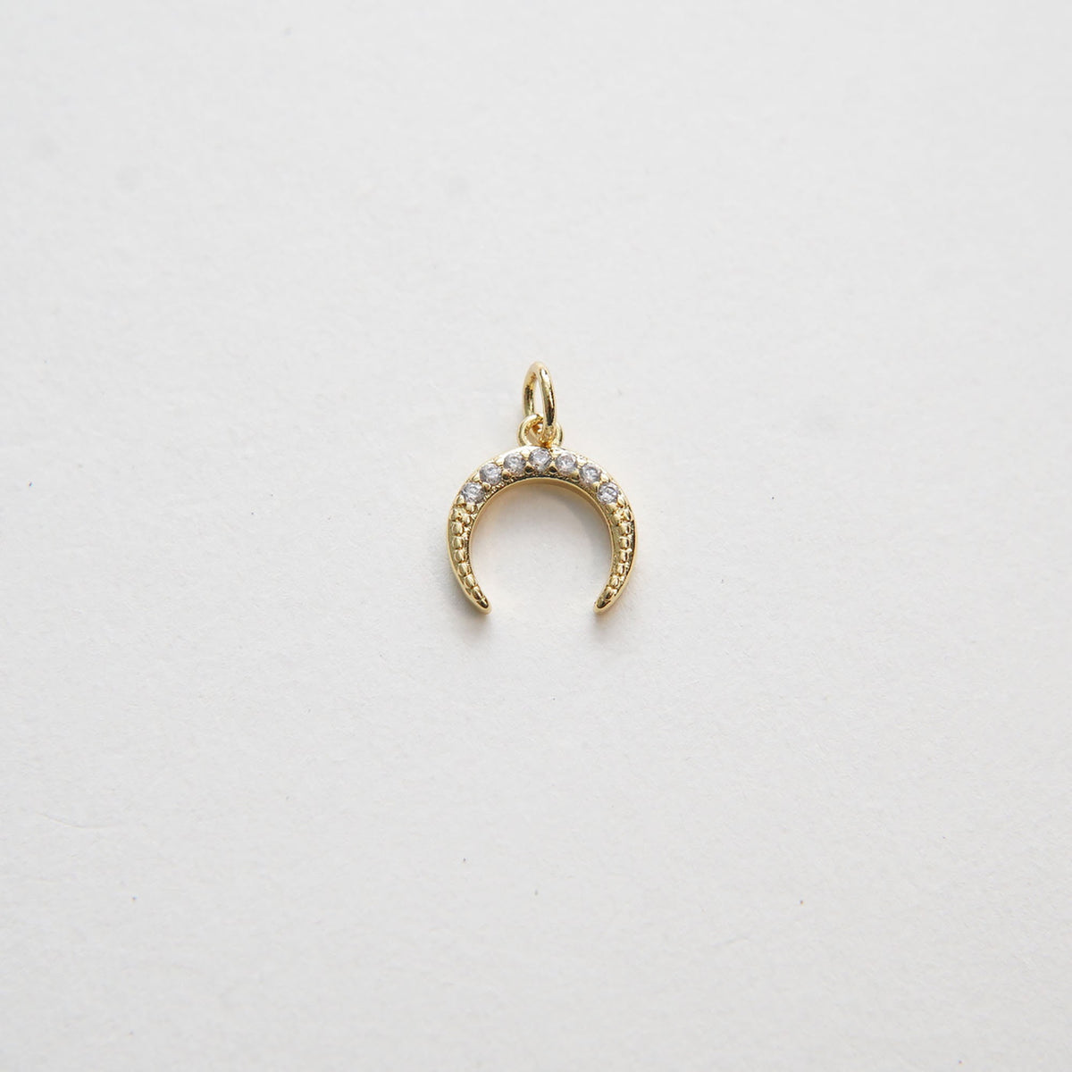Gold Moon Charms,18K Gold Filled Crescent Pendant,CZ Micro Pave Celestial Charm Bracelet Necklace for DIY Jewelry Making Supp