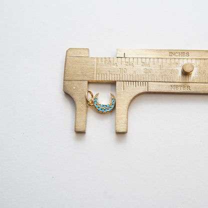 Gold Moon Charms,18K Gold Filled Moon Pendant,Turquoise Celestial Charm Bracelet Necklace for DIY Jewelry Making Supply