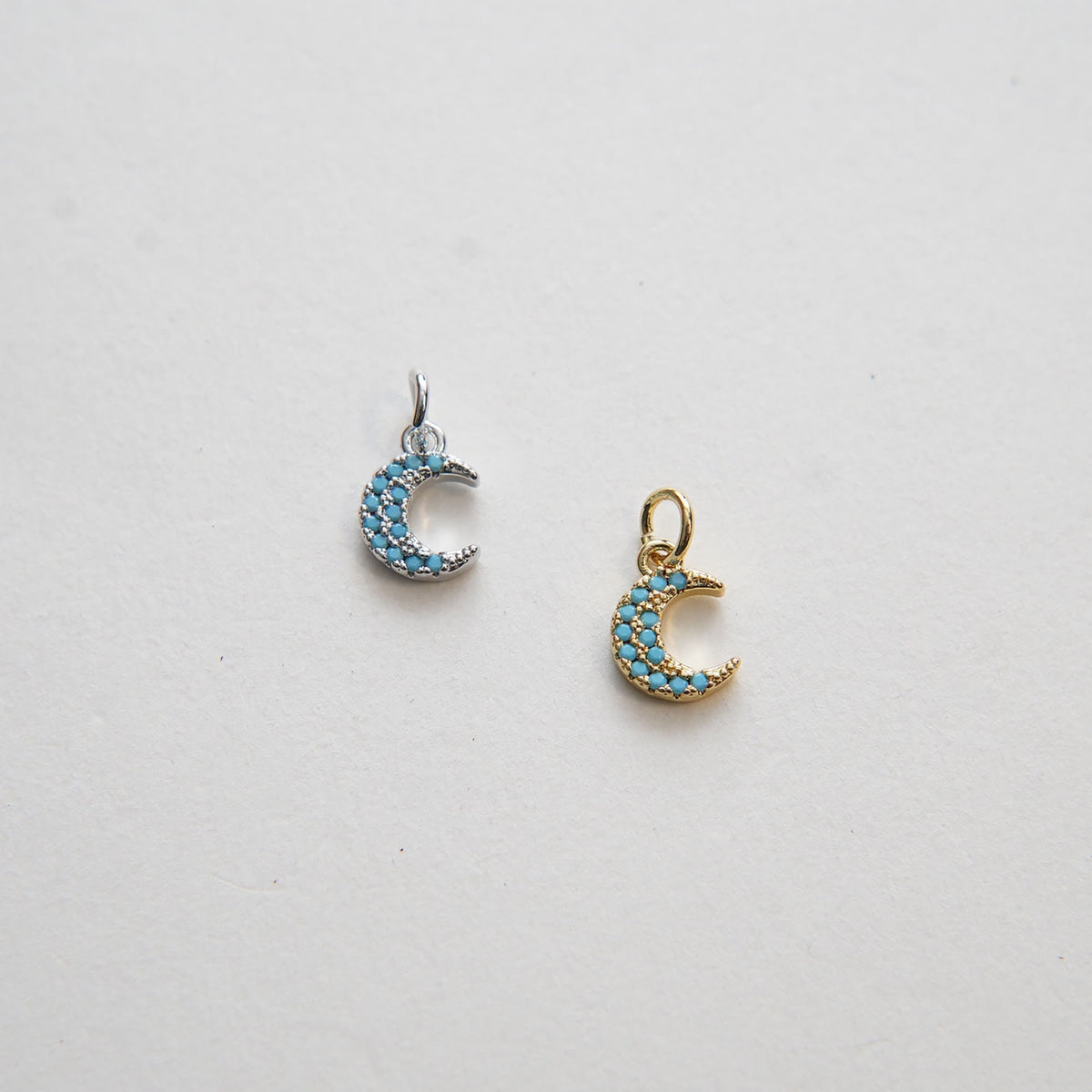 18K Gold Filled Moon Turquoise Charm Pendant for Jewelry Making