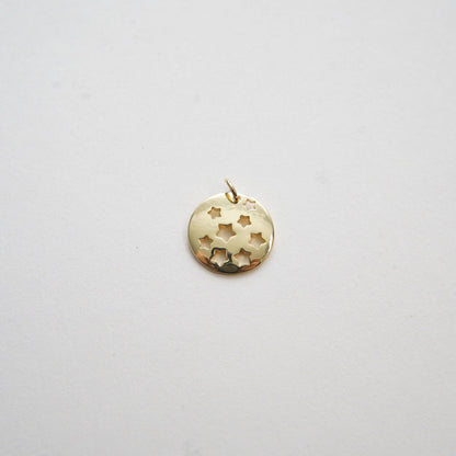 Gold Star Charms,18K Gold Filled Round Star Pendant,Silver Star Charm Bracelet Necklace for DIY Jewelry Making Supply