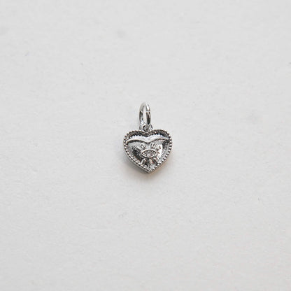 Gold Heart Charms,18K Gold Filled Heart Pendant,Heart Evil Eye Charm Bracelet Necklace for DIY Jewelry Making Supply