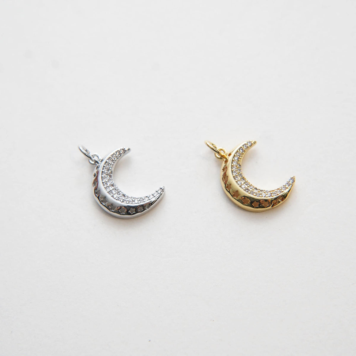 Gold Moon Charms,18K Gold Filled Moon Pendant,Celestial Charm Bracelet Necklace for DIY Jewelry Making Supply