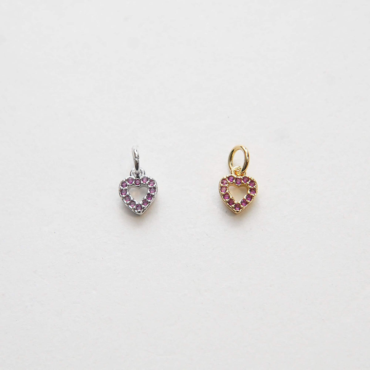 18K Gold Filled Cubic Zirconia Heart Charm Pendant for Jewelry Making