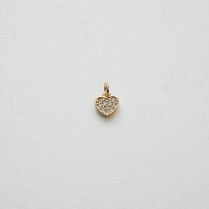 Gold Tiny Heart Charms,18K Gold Filled Heart Pendant,CZ Micro Pave Heart Charm Bracelet Necklace for DIY Jewelry Making Suppl