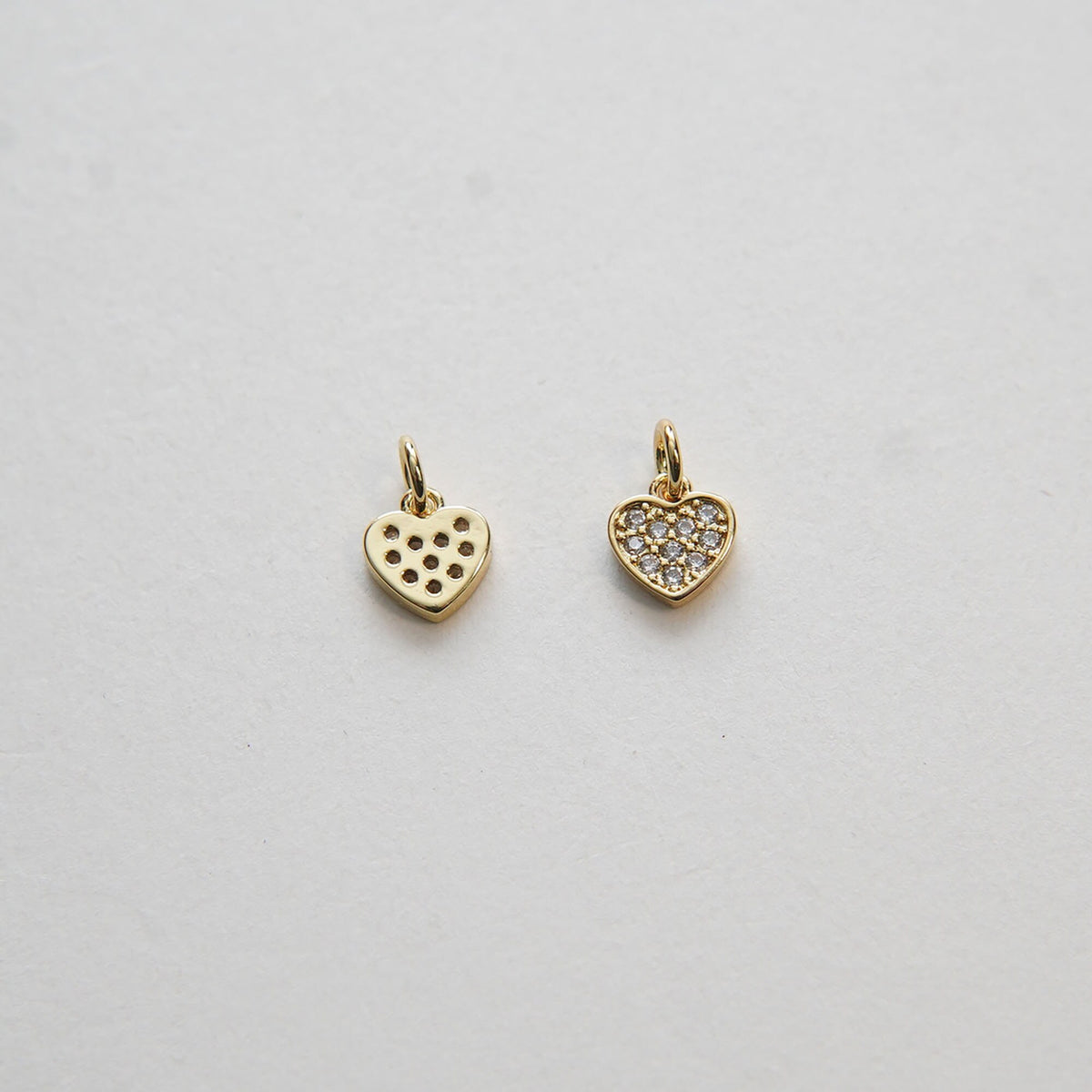Gold Tiny Heart Charms,18K Gold Filled Heart Pendant,CZ Micro Pave Heart Charm Bracelet Necklace for DIY Jewelry Making Suppl