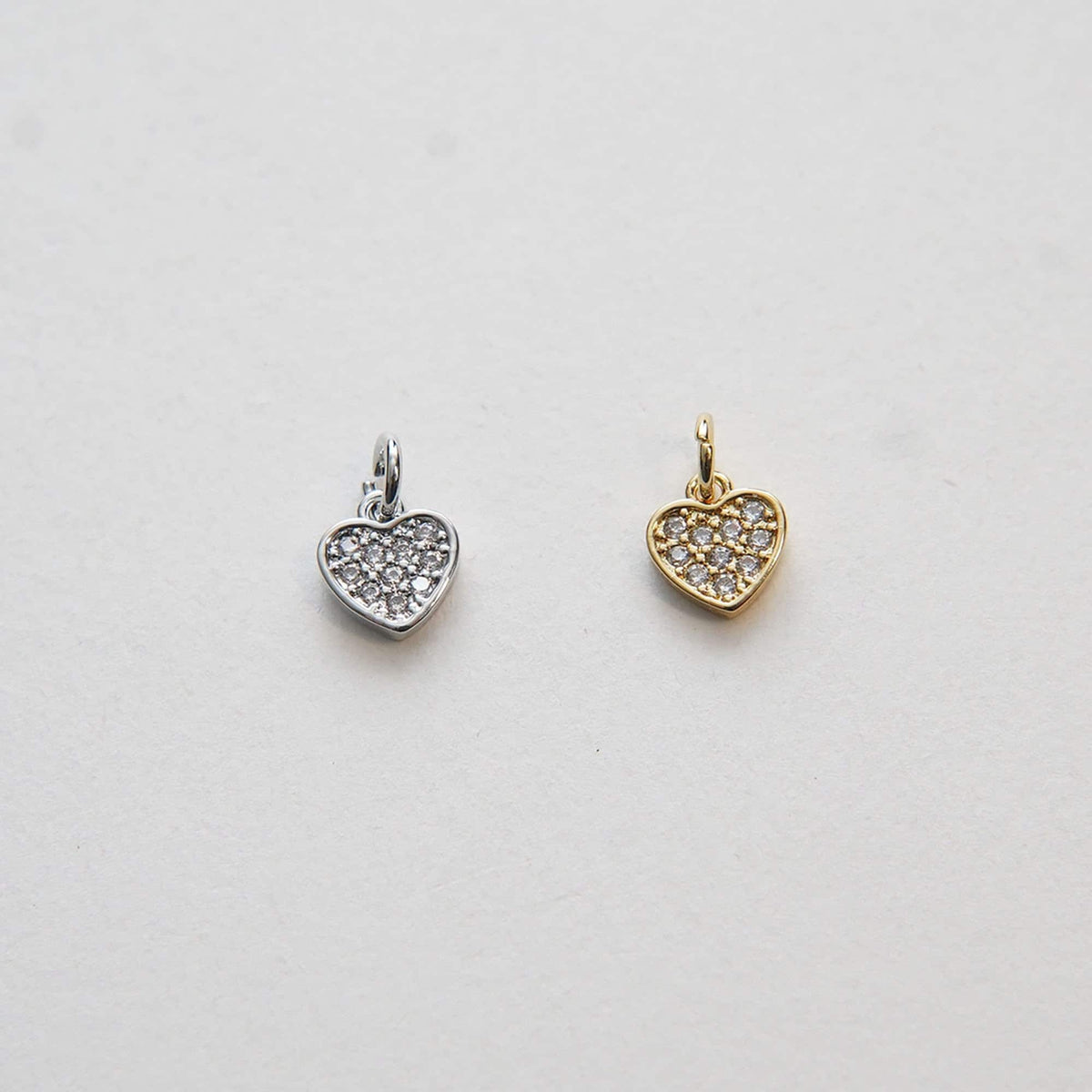 Gold Tiny Heart Charms,18K Gold Filled Heart Pendant,CZ Micro Pave Heart Charm Bracelet Necklace for DIY Jewelry Making Suppl