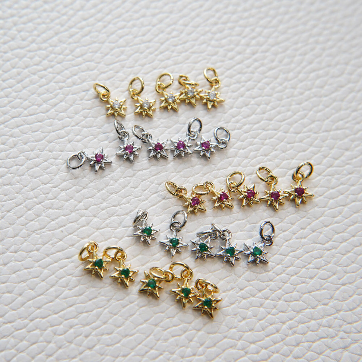 Gold Star Charms,18K Gold Filled Starburst Pendant,North Star Charm Bracelet Necklace for DIY Jewelry Making Supply
