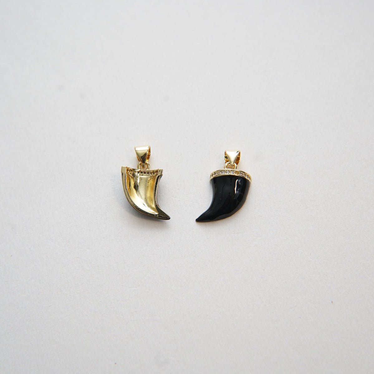 Gold Horns Charms,18K Gold Filled Enamel Horns Pendant,CZ Micro Pave Horns Charm Bracelet Necklace for DIY Jewelry Making Sup