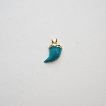 Gold Horns Charms,18K Gold Filled Enamel Horns Pendant,CZ Micro Pave Horns Charm Bracelet Necklace for DIY Jewelry Making Sup