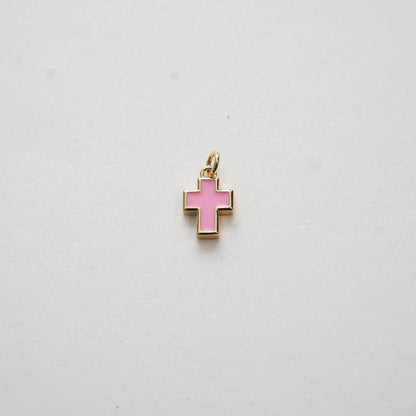 Gold Cross Charms,18K Gold Filled Enamel Cross Pendant,Cross Charm Bracelet Necklace for DIY Jewelry Making Supply