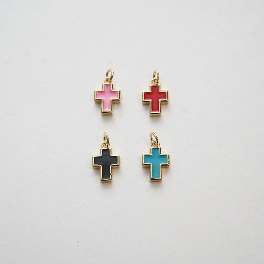 Gold Cross Charms,18K Gold Filled Enamel Cross Pendant,Cross Charm Bracelet Necklace for DIY Jewelry Making Supply