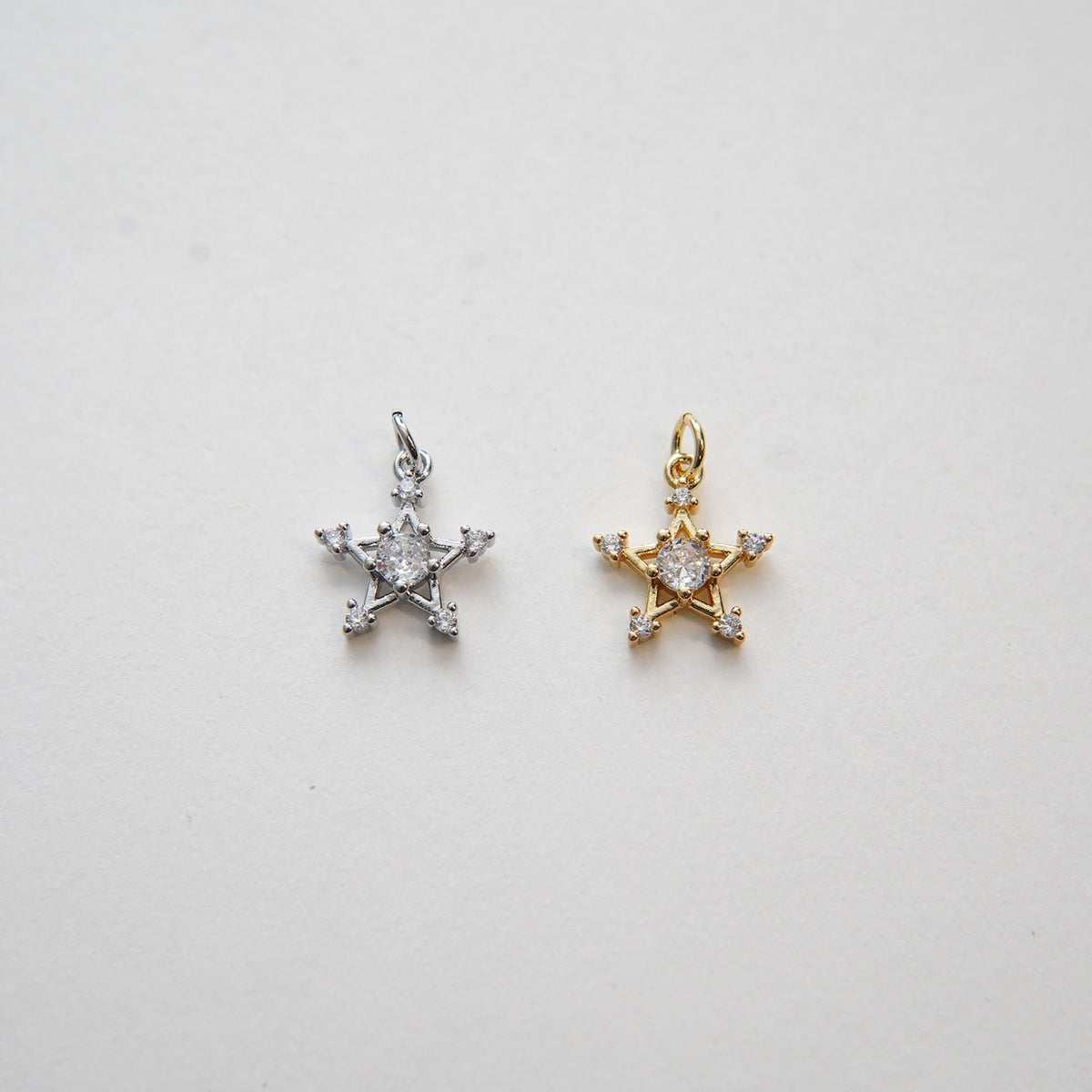 18K Gold Filled Cubic Zirconia Star Charm Pendant for Jewelry Making