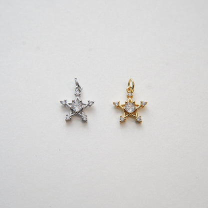 18K Gold Filled Cubic Zirconia Star Charm Pendant for Jewelry Making