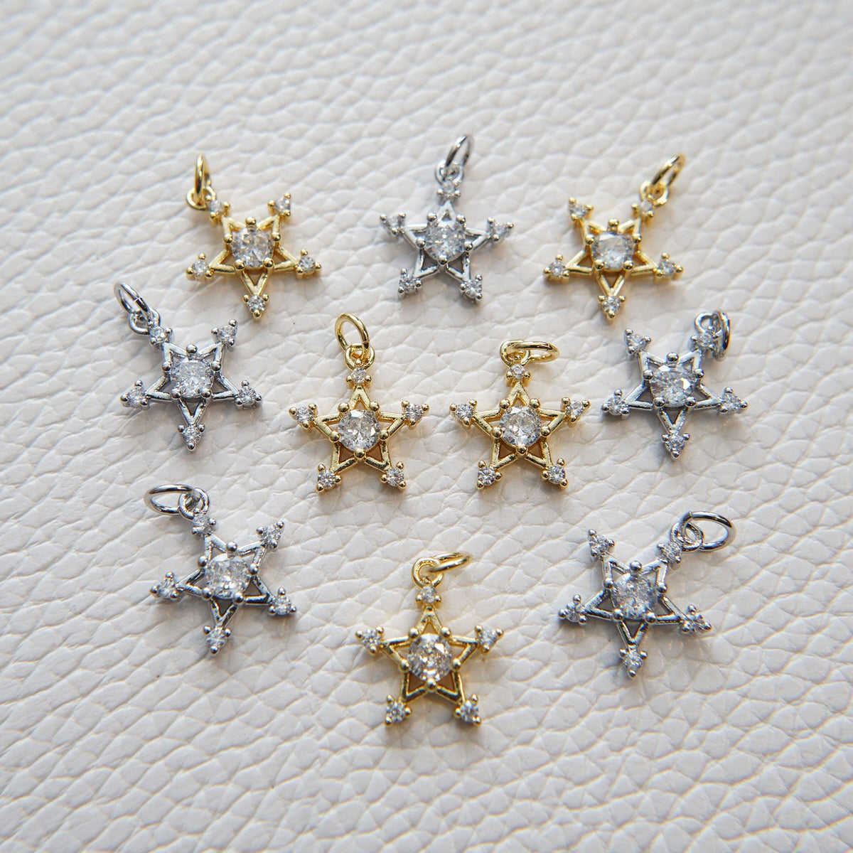 18K Gold Filled Cubic Zirconia Star Charm Pendant for Jewelry Making