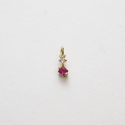 Gold Tiny Geometry Charms,18K Gold Filled CZ Square Crystal Pendant,Geometry Charm Bracelet Necklace for DIY Jewelry Making S