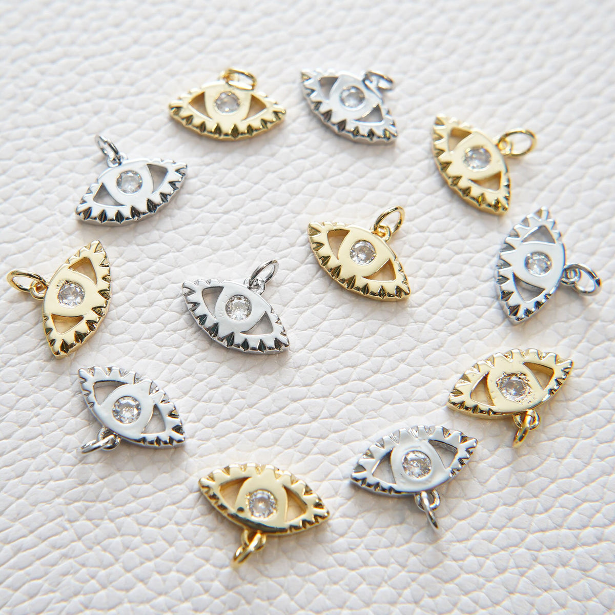 18K Gold Filled Evil Eye Charm Pendant for Jewelry Making