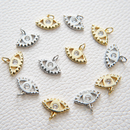 18K Gold Filled Evil Eye Charm Pendant for Jewelry Making