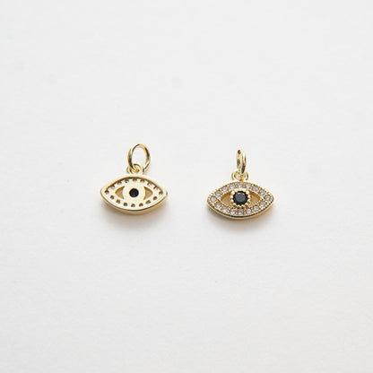 18K Gold Filled Evil Eye CZ Charm Pendant for Jewelry Making