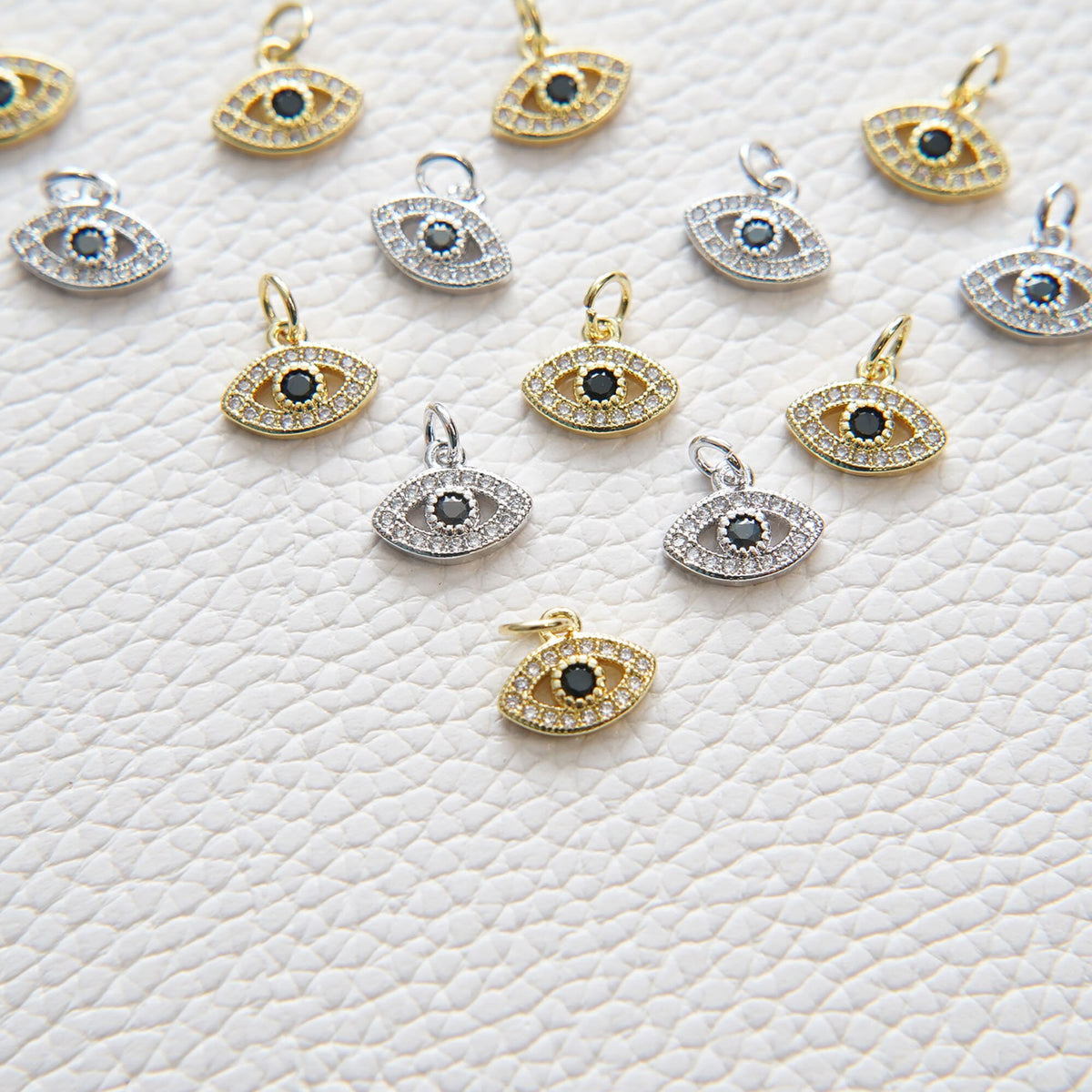18K Gold Filled Evil Eye CZ Charm Pendant for Jewelry Making