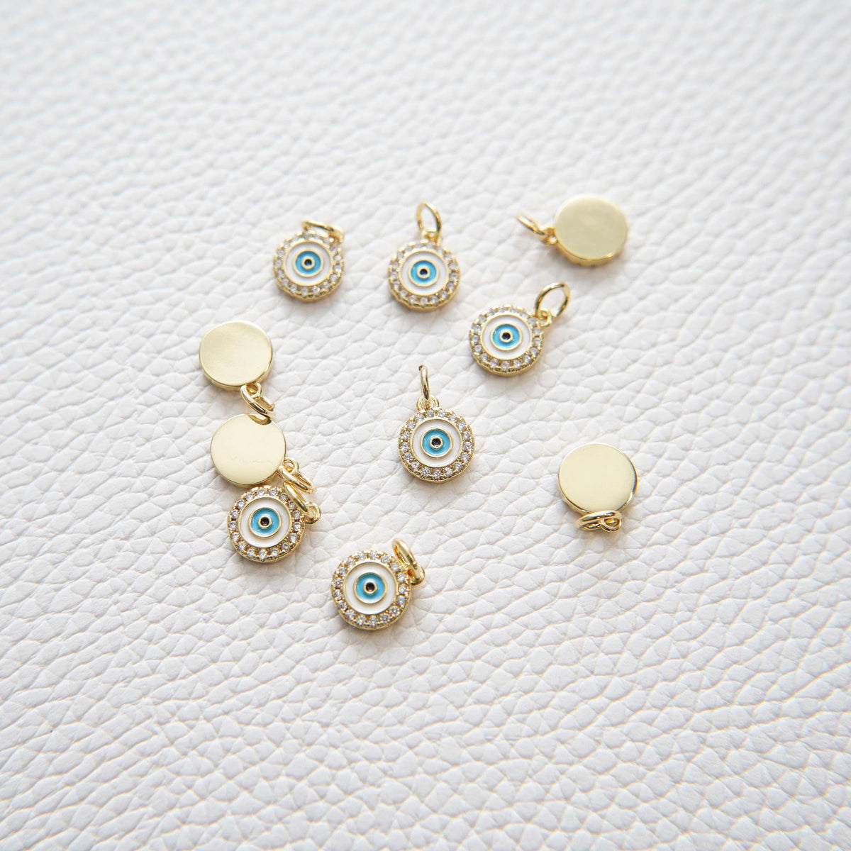 Gold Evil Eye Charms,18K Gold Filled Evil Eye Pendant,CZ Micro Pave Silver Evil Eye Charm Bracelet Necklace for DIY Jewelry M