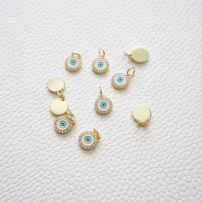 Gold Evil Eye Charms,18K Gold Filled Evil Eye Pendant,CZ Micro Pave Silver Evil Eye Charm Bracelet Necklace for DIY Jewelry M