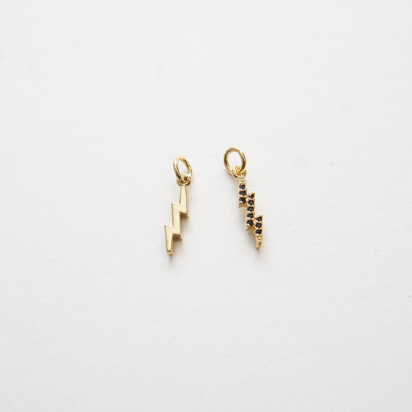 Gold Lightning Charms,18K Gold Filled Lightning Pendant,CZ Micro Pave Lightning Charm Bracelet Necklace for DIY Jewelry Making Supply
